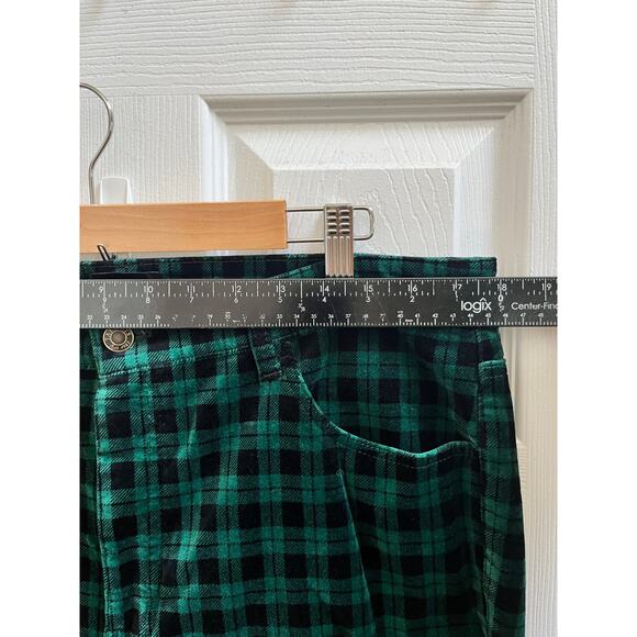 Talbots Size 14 Green Holiday Plaid Velveteen Straight Leg Pant 30 Inch Inseam - Picture 10 of 14